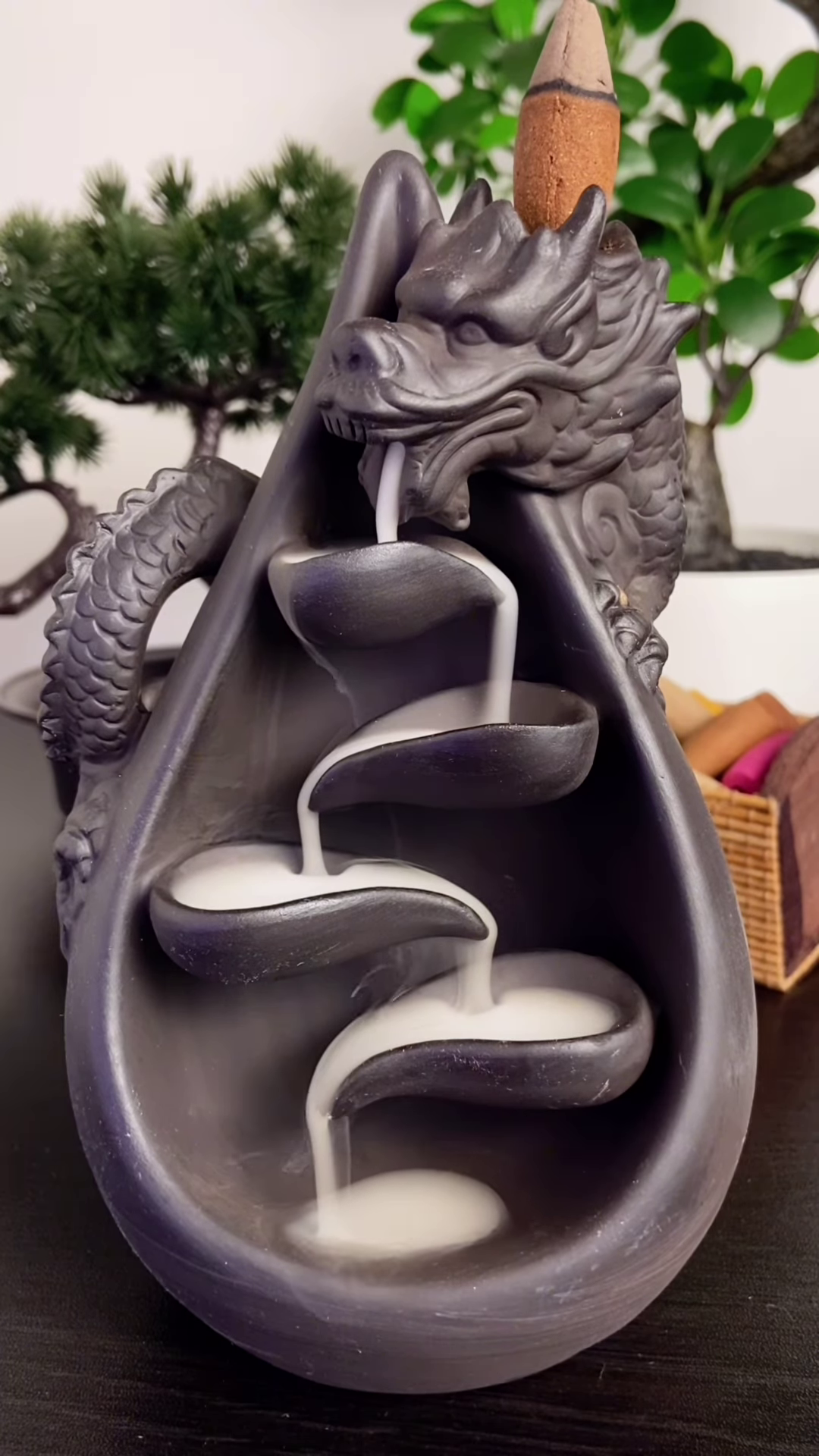 Mystical Dragon Backflow Incense Burner with Waterfall Smoke Effect