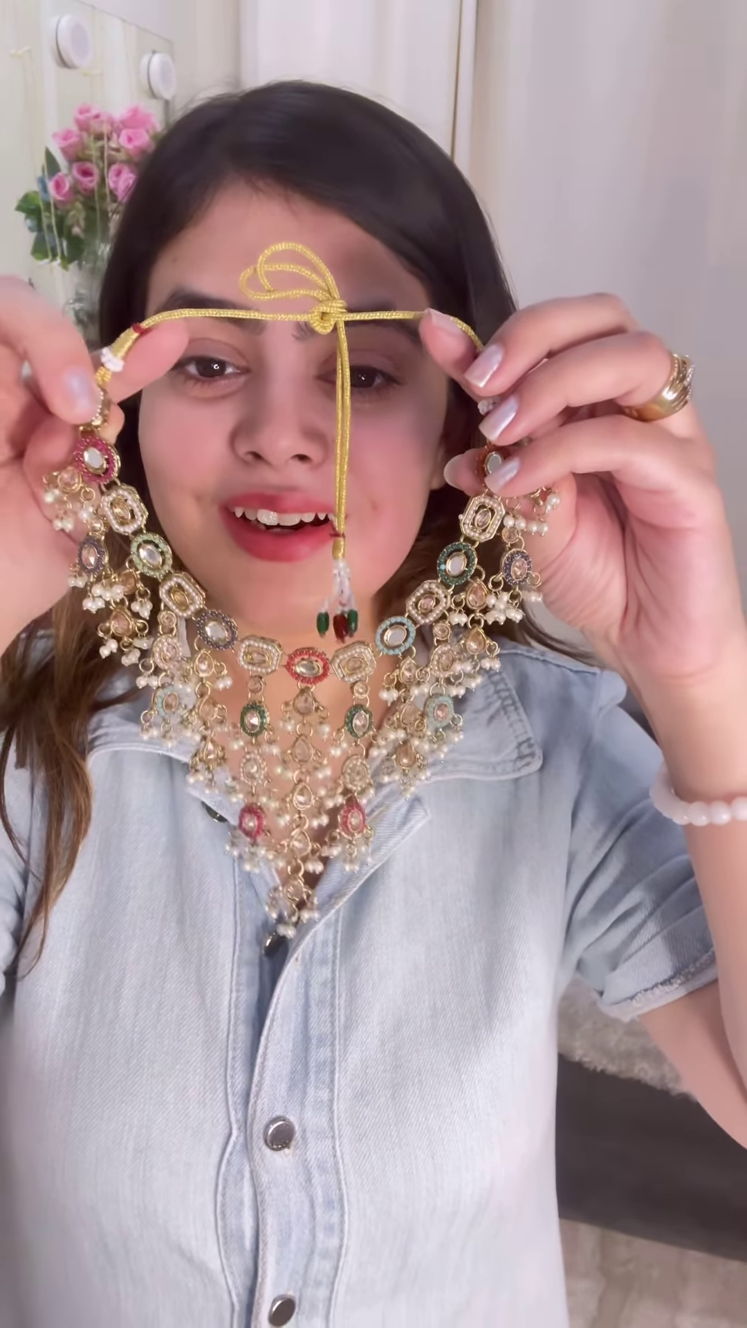 Exquisite Kundan Choker Necklace with Intricate Detailing and Pearl Drops - Image 6