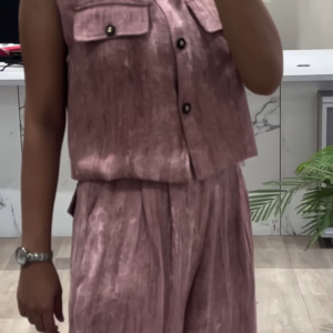 Stylish Mauve Sleeveless Top and Wide-Leg Pants Co-ord Set for Women