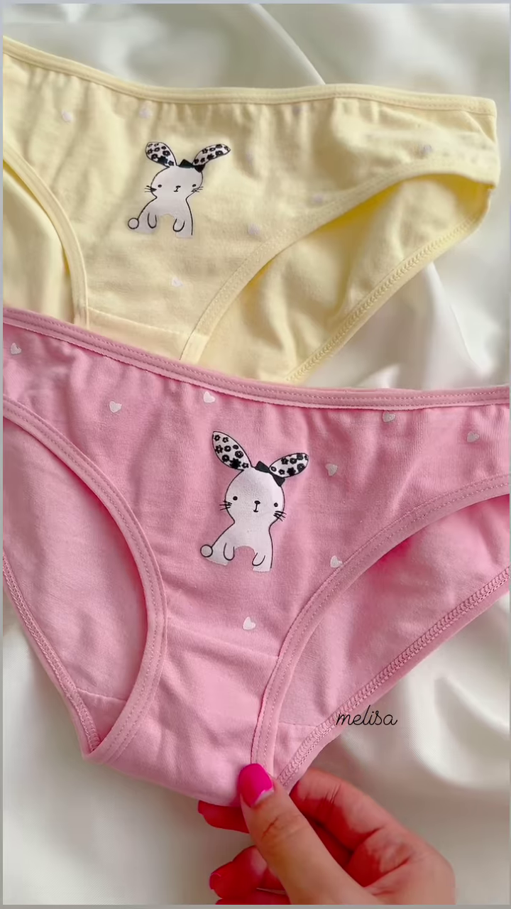 Cute White Cotton Training Bra with Pink Bunny and Hearts for Girls - Image 8