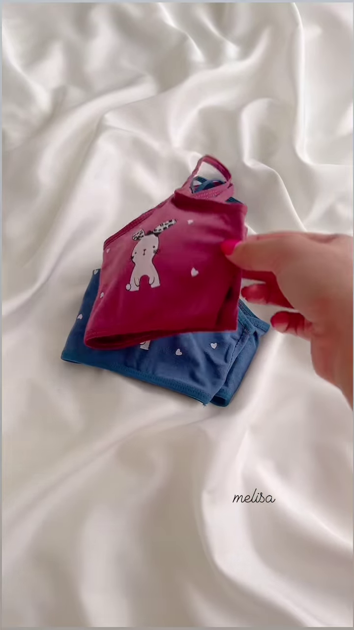 Cute White Cotton Training Bra with Pink Bunny and Hearts for Girls - Image 3