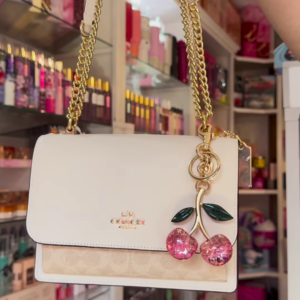 Mini Klare Crossbody Bag in Chalk with Cherry Charm