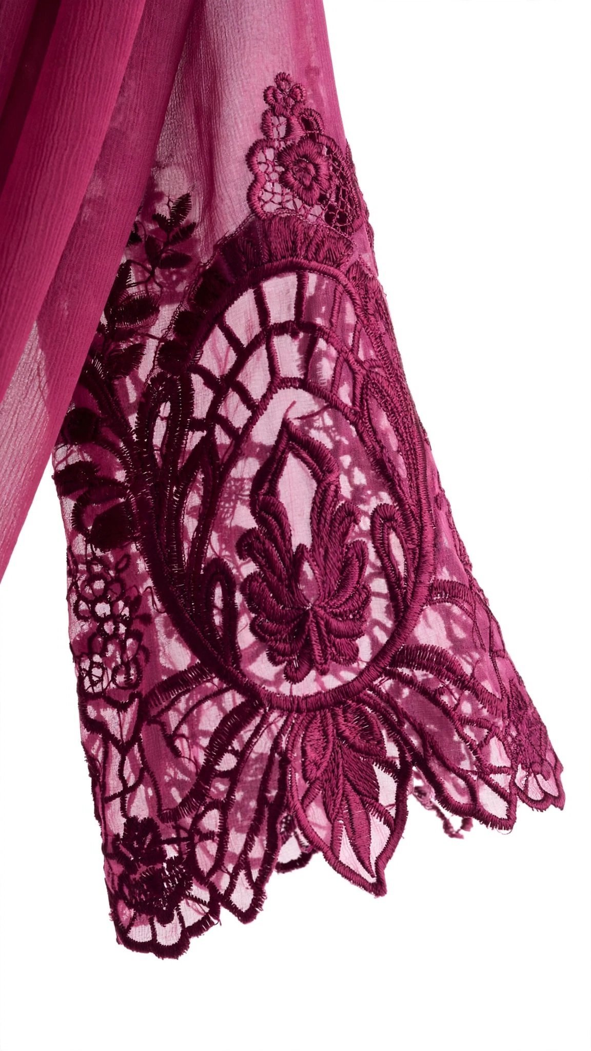 Royal Magenta Intricately Embroidered Chiffon Kurta Set - Image 5