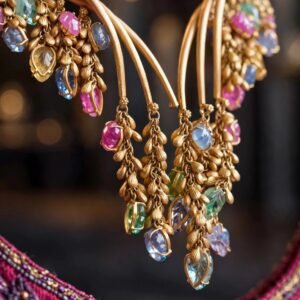 Royal Heritage Gold-Toned Multi-Gemstone Choker & Earring Set