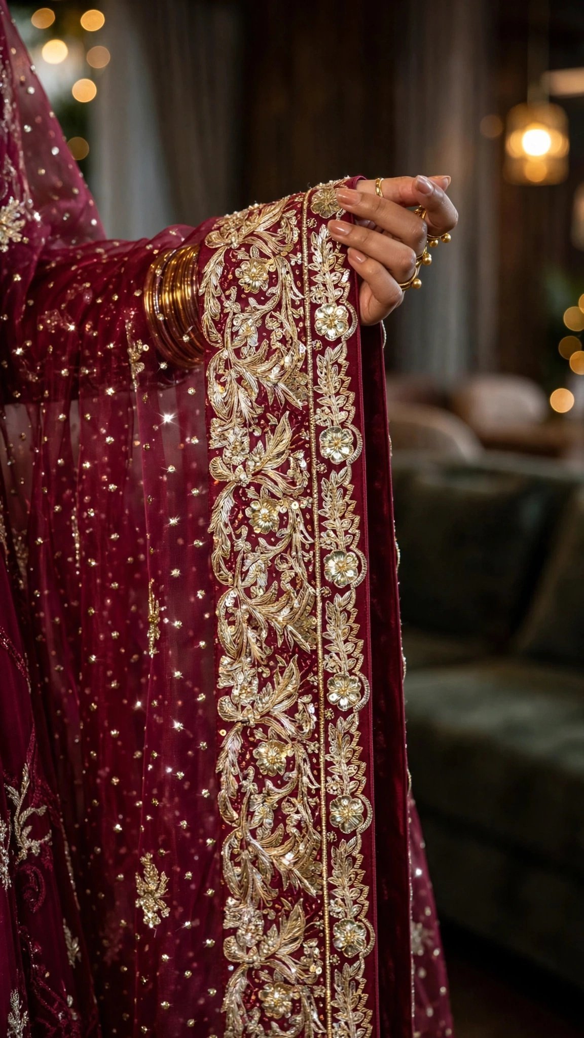 Regal Maroon Embroidered Anarkali Ensemble with Zardosi Detailing - Image 5