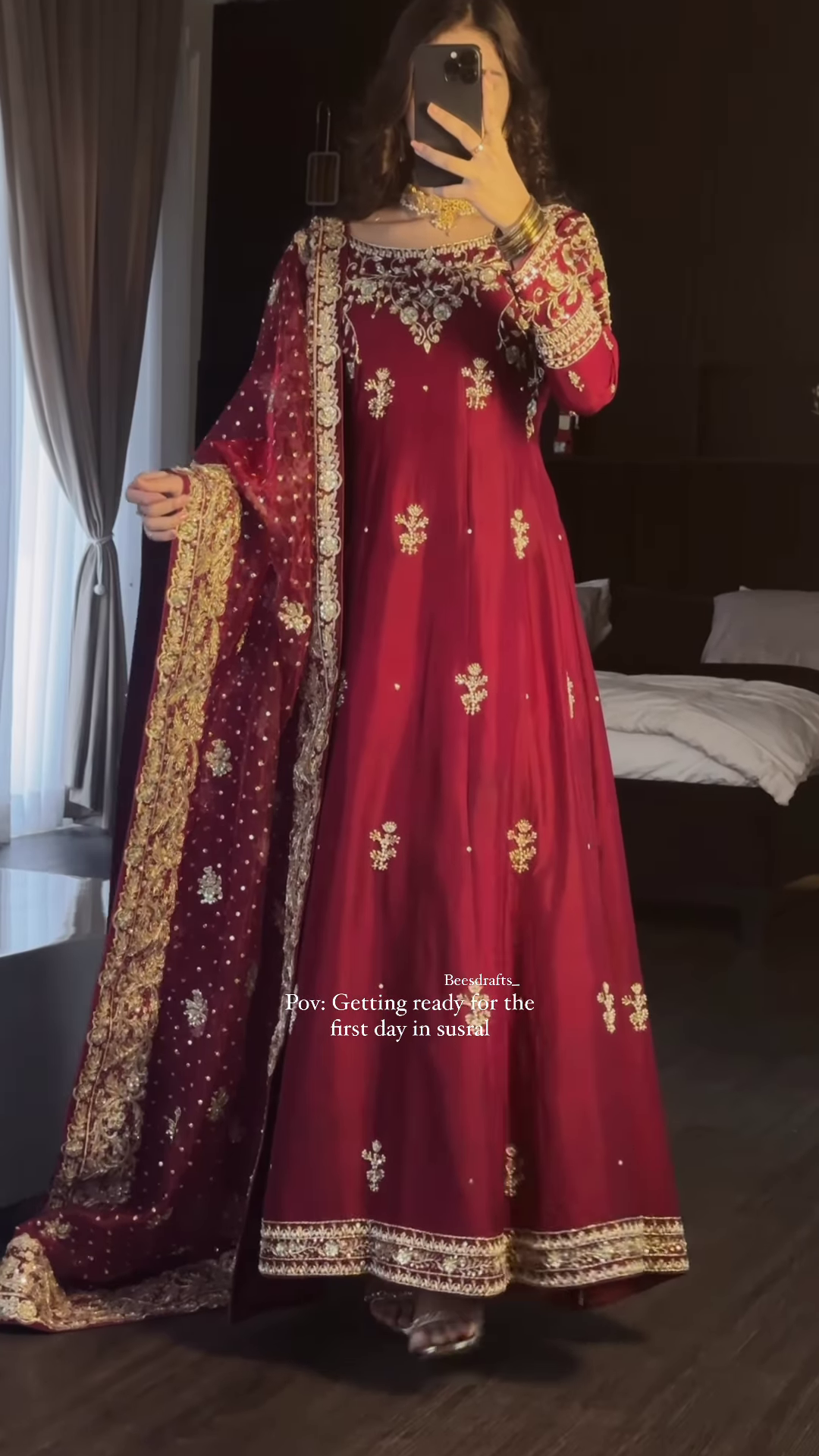 Regal Maroon Embroidered Anarkali Ensemble with Zardosi Detailing