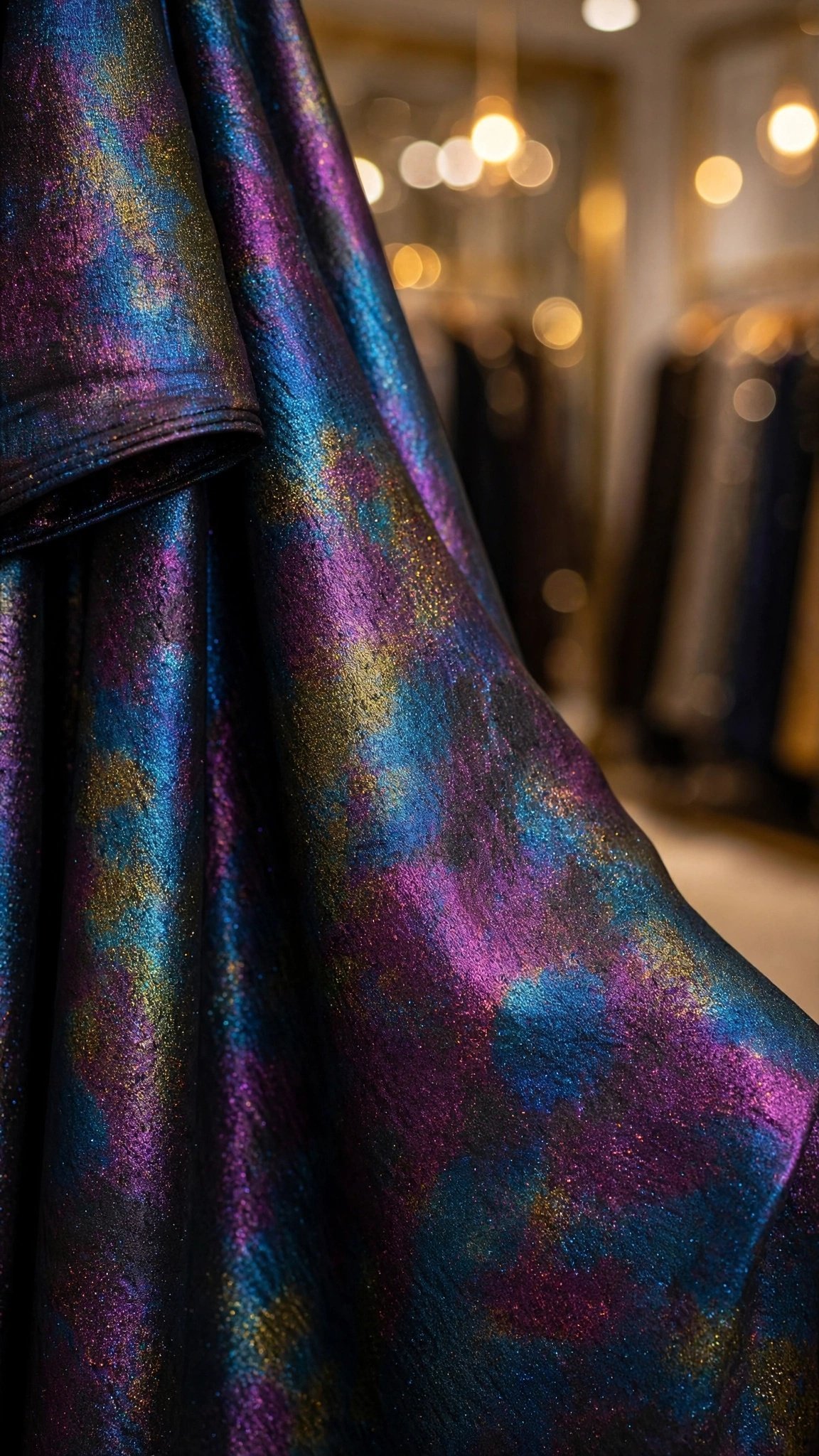 Celestial Shimmer Scalloped-Edge Saree – Iridescent Galaxy Print