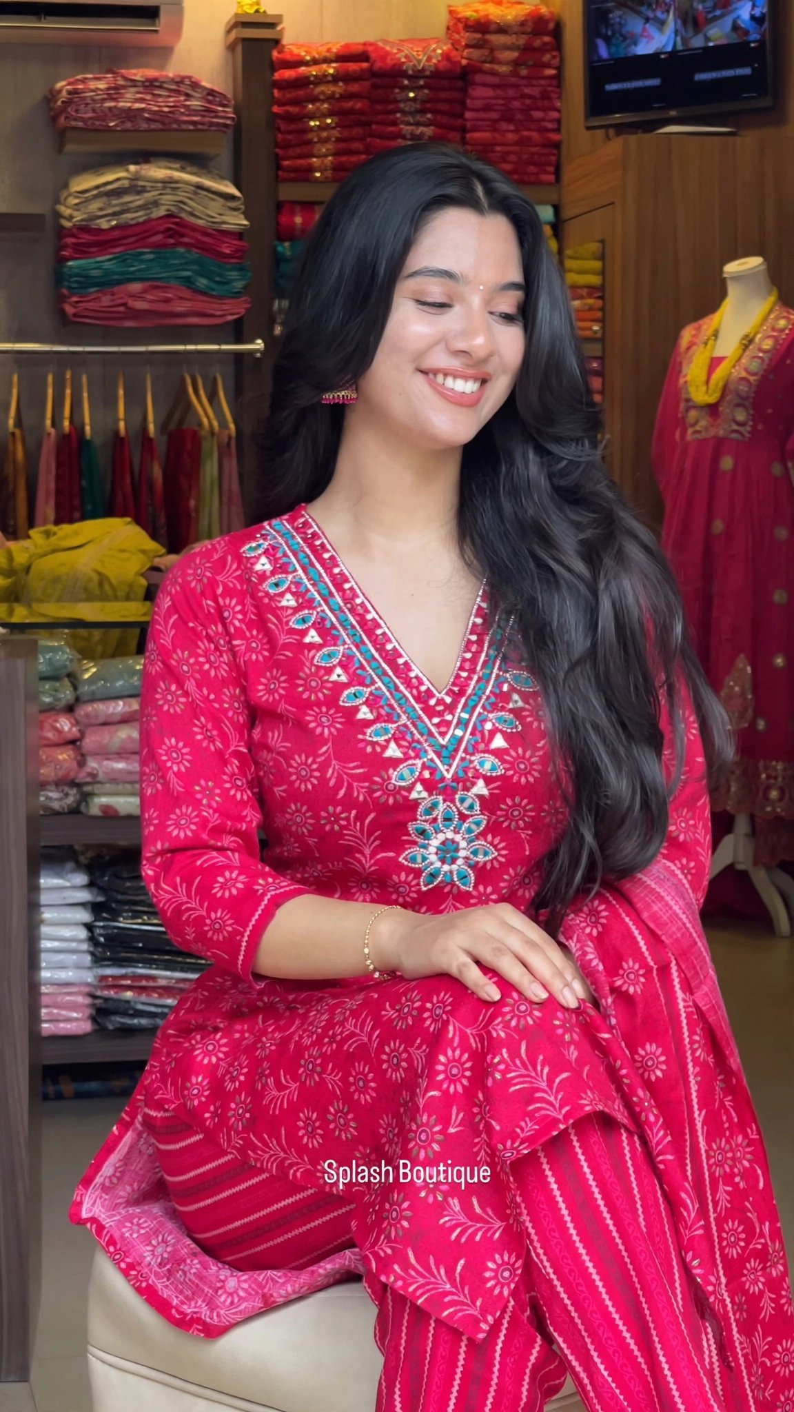 Vibrant Fuchsia Embroidered Floral Kurta Set