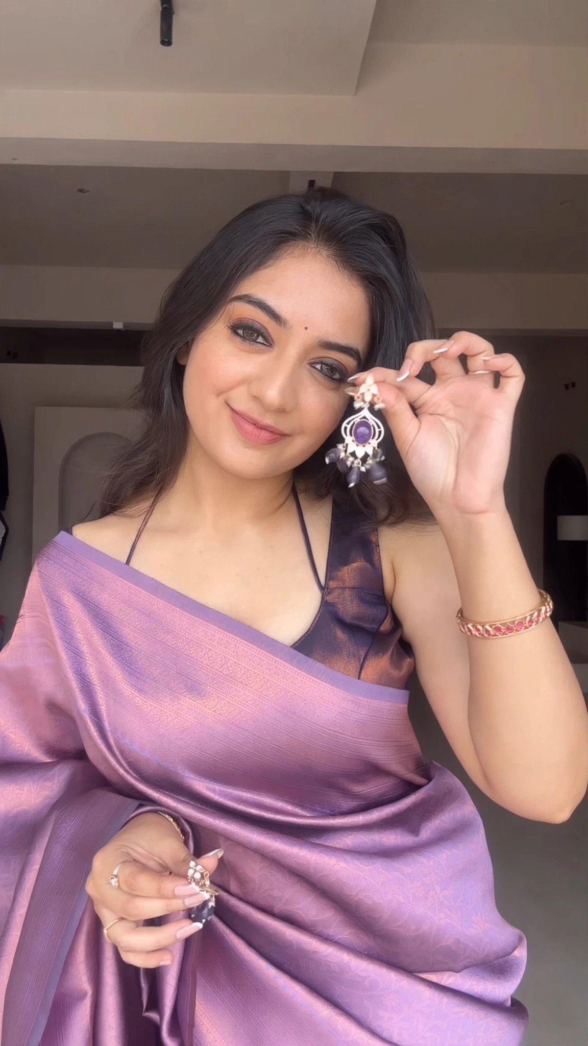 Enchanting Lavender Silk Jacquard Saree with Intricate Border