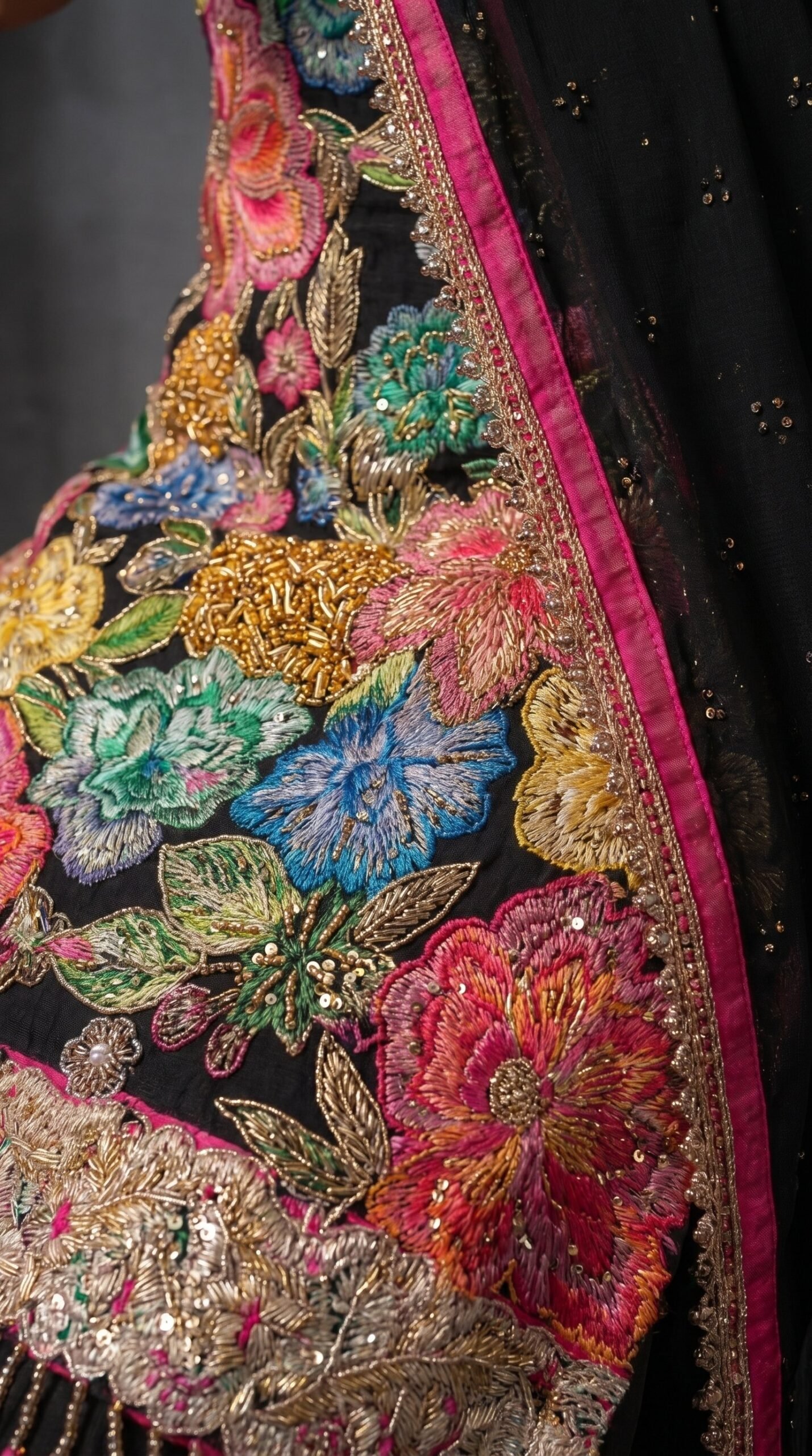 Midnight Bloom Floral Embroidered Patiala Suit Set - Image 5