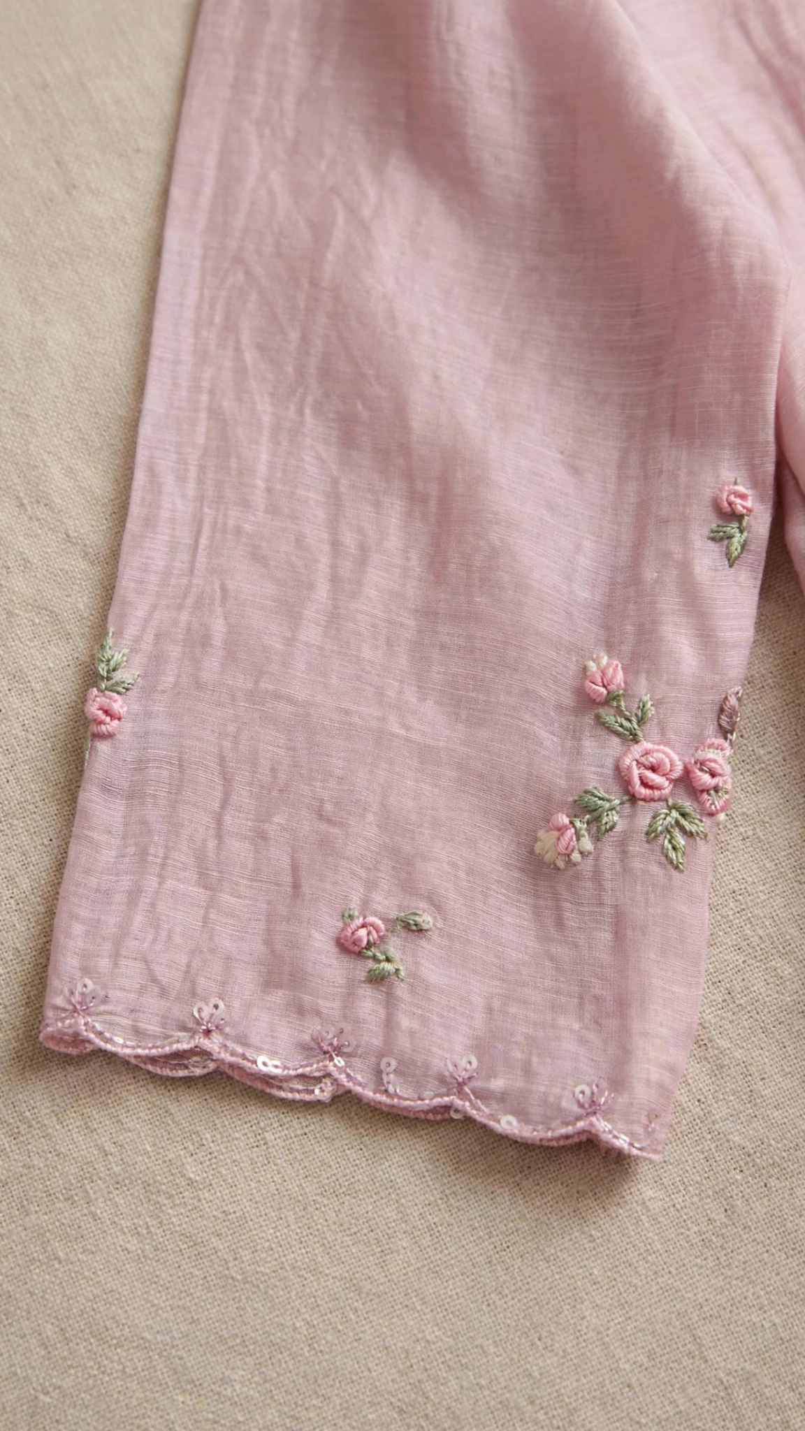 Blush Pink Embroidered A-Line Anarkali Kurta - Image 2