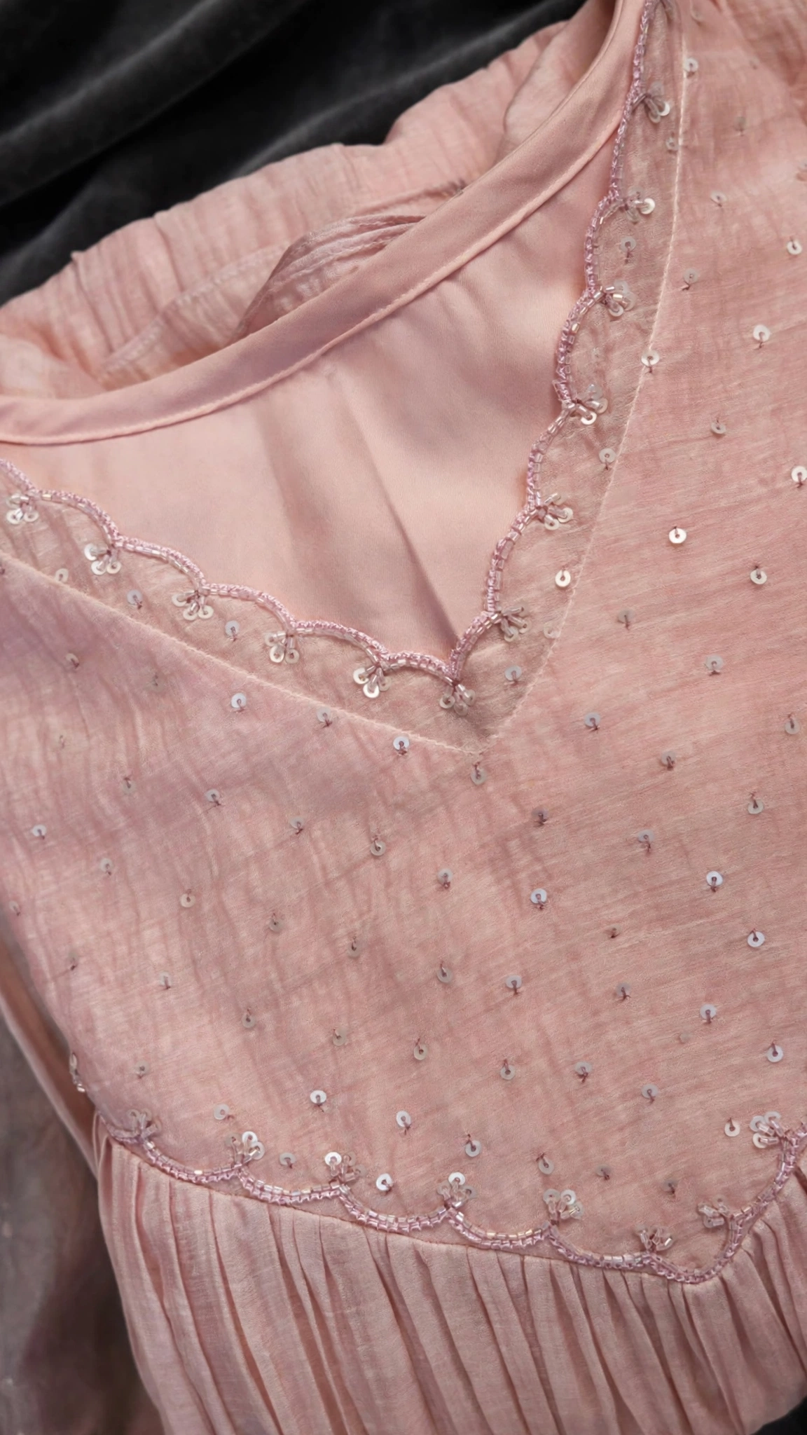 Blush Pink Embroidered A-Line Anarkali Kurta - Image 5