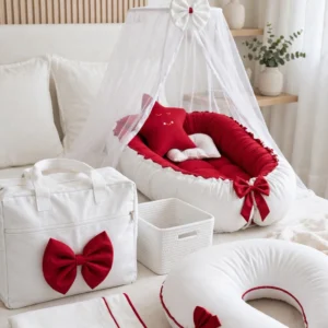Enchanting Crimson & Ivory Infant Nursery Essentials Collection – Available in Red & White Sets