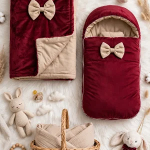 Royal Velvet & Cotton Baby Comfort Ensemble – Available in Regal Maroon & Cream
