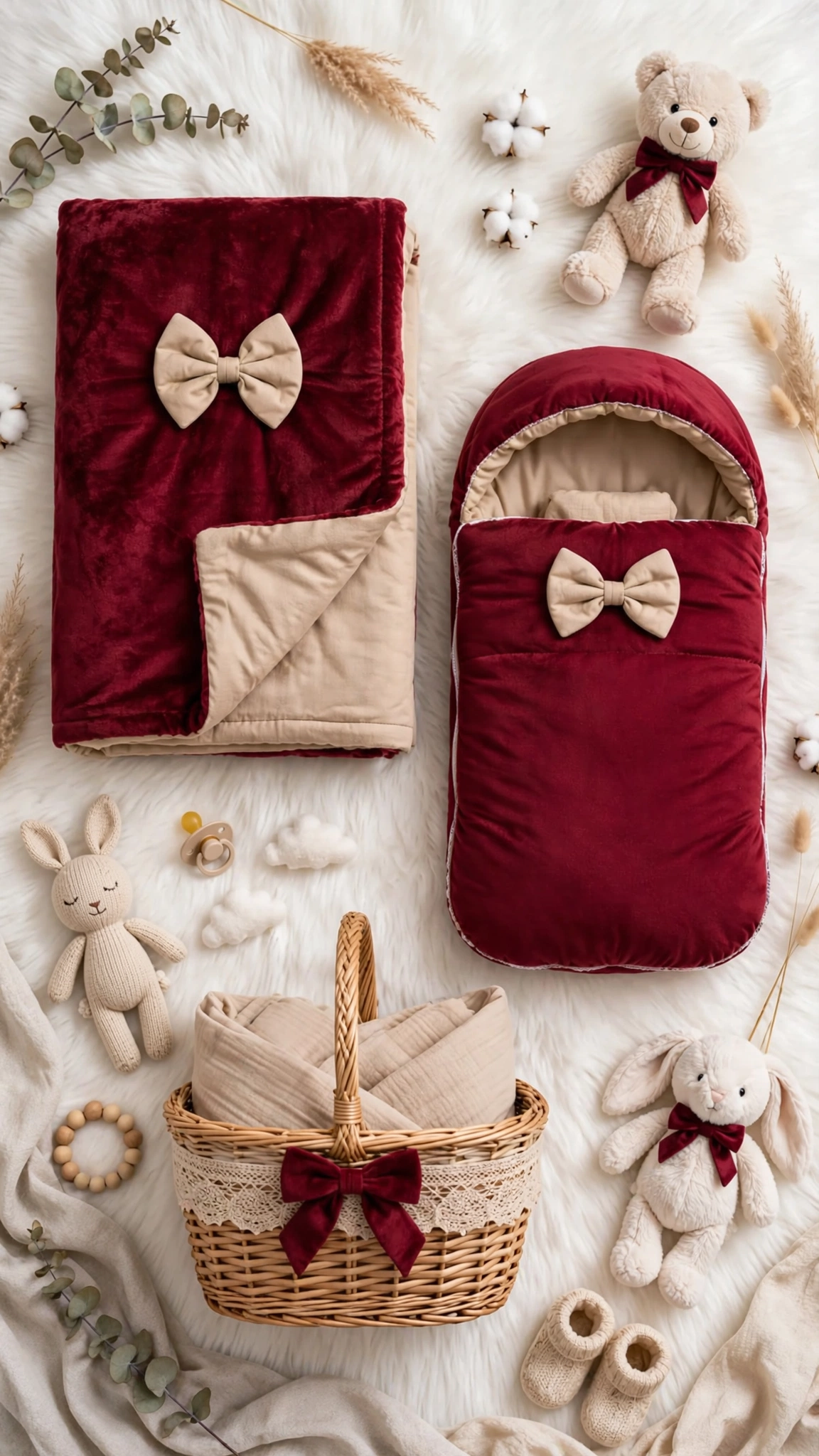 Royal Velvet & Cotton Baby Comfort Ensemble – Available in Regal Maroon & Cream