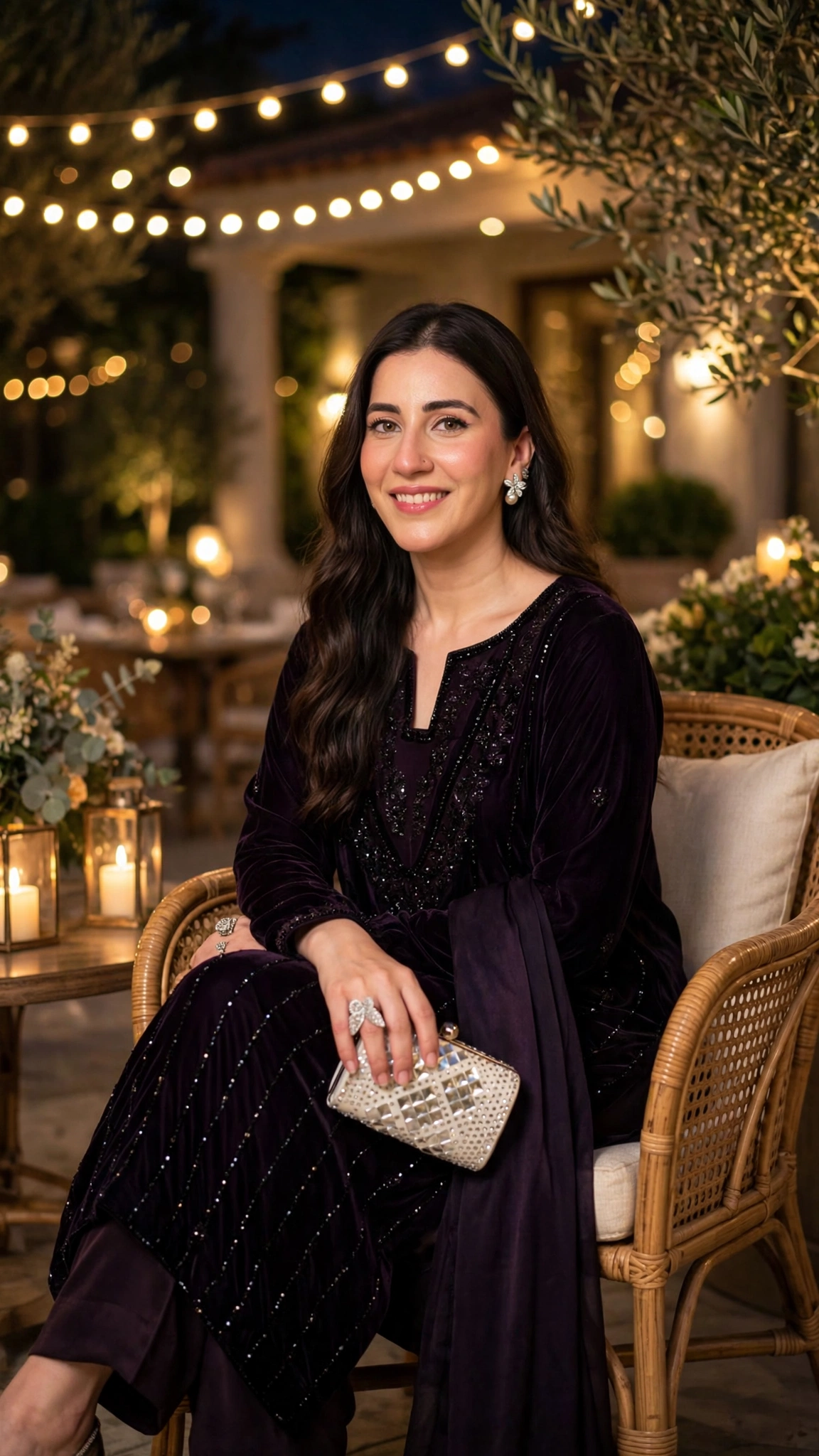 Royal Plum Velvet Embroidered Kurta Set with Embellished Dupatta – Available in Plum & Burgundy
